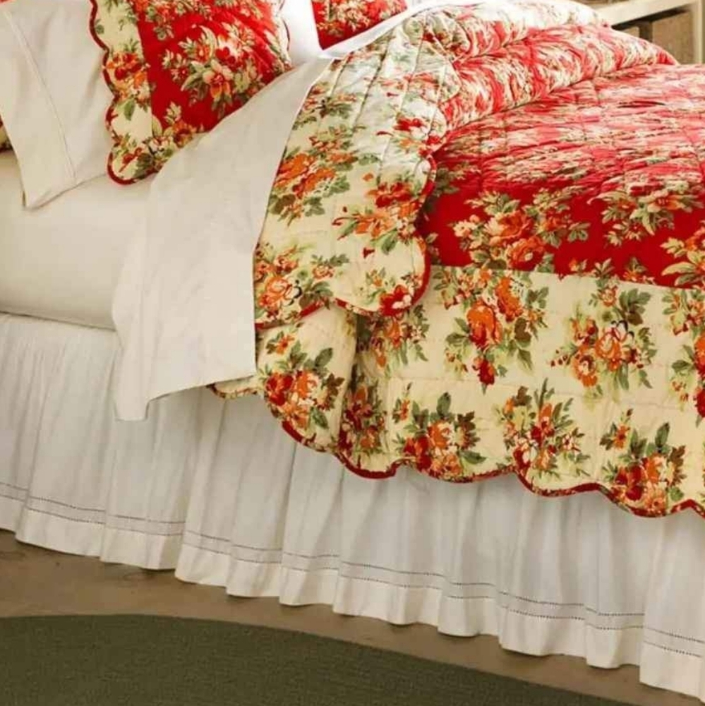 PLOW & HEARTH POPPY QUEEN QUILT COVERLET WITH REG SHAMS